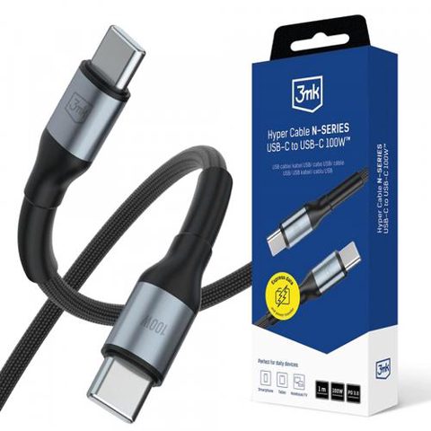 Cablu Date si Incarcare USB-C - USB-C 3MK Hyper N, 100W, 1m, Negru