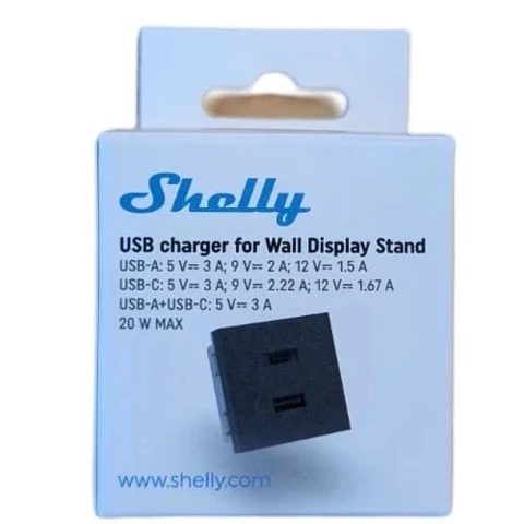 Adaptor USB pentru suportul Shelly Wall Display Negru 3800235269664