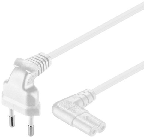 Cablu de alimentare Euro la IEC C7 unghi 90 grade 0.75m Alb, kpspm07-90w