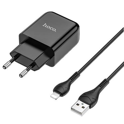 Incarcator Retea cu Cablu Lightning HOCO N2, 10W, 2.1A, 1 x USB-A (Negru)