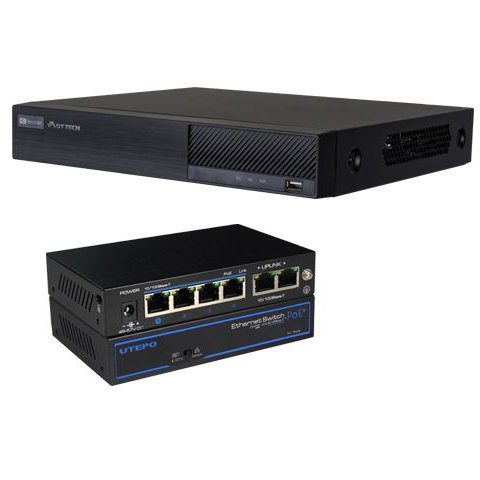 KIT NVR 4 canale Asytech VT-N1304H + Switch PoE SW04-TP60
