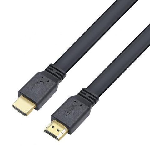 Cablu HDMI, plat, tata-tata, 4K @ 60Hz, High Speed, Ethernet, aurit, 0.5 m, Techly ICOC HDMI2-FE-005TY, Negru
