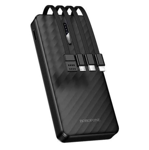 Baterie Externa Borofone BJ84 Smooth, 10000mAh, 10W, 1 x Lightning - 1 x microUSB - 1 x USB-A - 1 x USB-C (Negru)