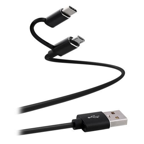 Cablu de date TNB TCUSB2IN1, USB - microUSB / USB-C, 1m