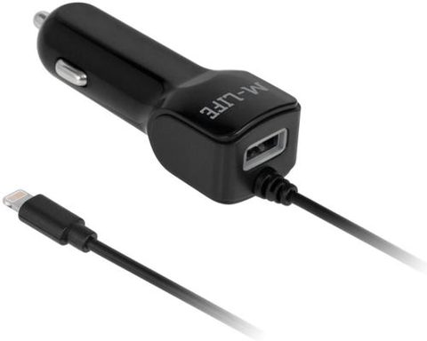 Incarcator Auto M-Life ML0993, 1x USB/1x Lightning, 2.1A (Negru)