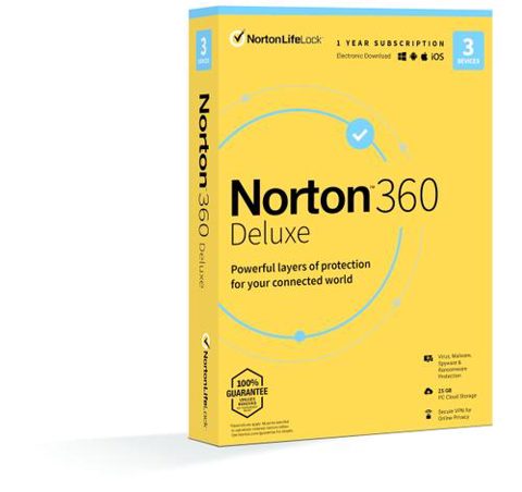 Antivirus Norton 360 Deluxe, Backup 25GB, 1 User, 3 PC, 1An
