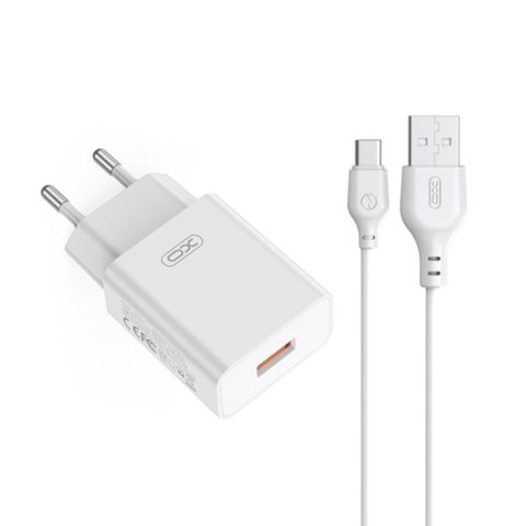 Incarcator Retea Cu Cablu USB-C XO Design L127, 18W, 3A, 1 x USB-A (Alb)