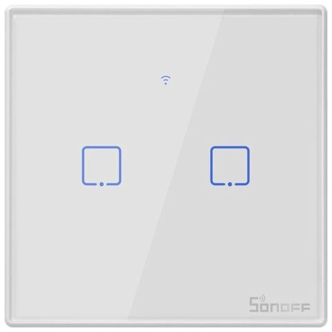 Intrerupator Smart cu Touch WiFi + RF 433 Sonoff T2 EU TX, (2 canale) 6920075727517