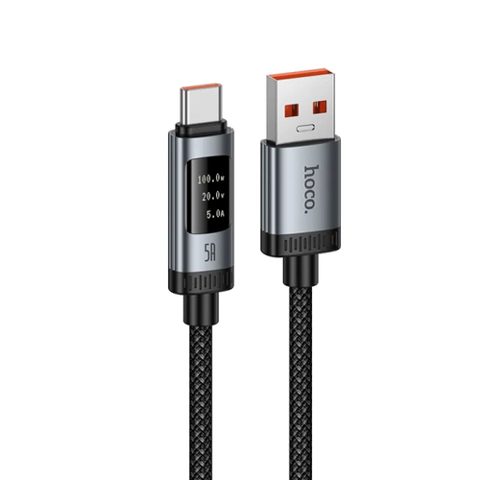Cablu Date/Incarcare HOCO Display U148, USB-A - USB-C, 100W, 1.2m (Negru)