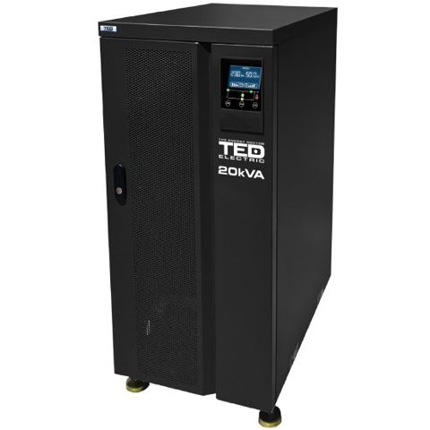 UPS 20kVA Online 380V TED Electric, Display LCD, trifazat, necesita 30 acumulatori 7 / 9 Ah, unda sinusoida pura, TED002013