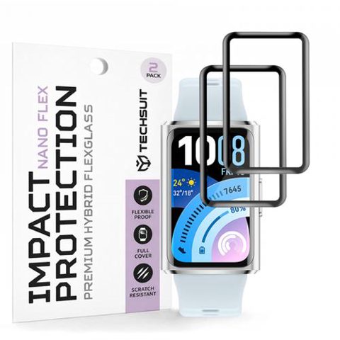 Folie Protectie Techsuit Nano Flex pentru Huawei Band 11 Pro, Set 2 bucati, Plastic, Neagra