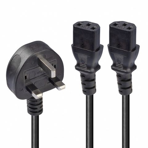 Cablu de alimentare in Y UK 3 pini la 2 x IEC C13 2.5m, Lindy L30371