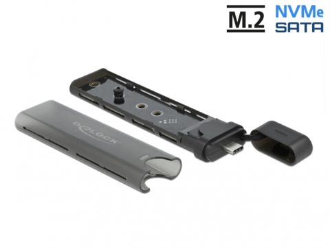 Rack extern Combo USB type C la M.2 NVMe PCIe + SATA SSD, Delock 42635