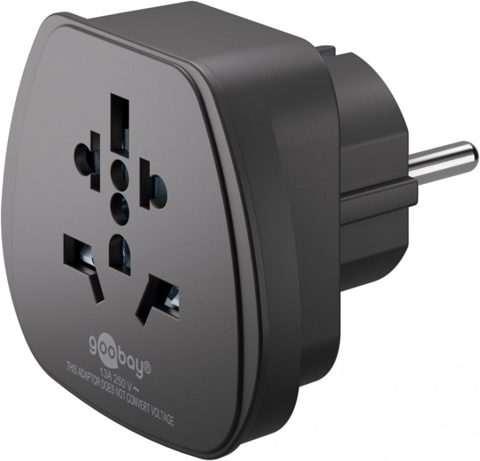 Adaptor universal UK, USA la Europa Negru, Goobay 94028