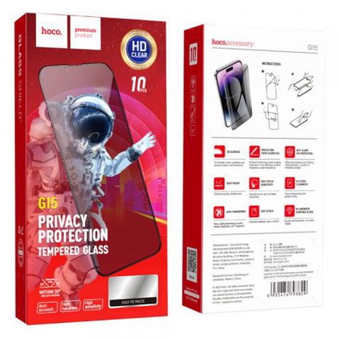 Folie de protectie Ecran Privacy HOCO G15 pentru Apple iPhone 11 Pro / XS / X, Sticla Securizata, Full Glue, 5D