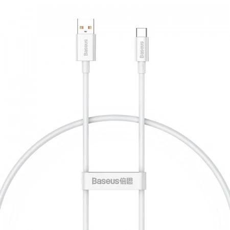 Cablu de date Baseus Superior, Fast Charging, USB la USB Type-C 100W, 1m, Alb