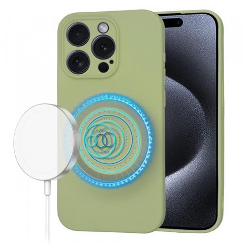 Husa MagSafe pentru Apple iPhone 15 Pro, Techsuit, SoftFlex, Verde Matcha