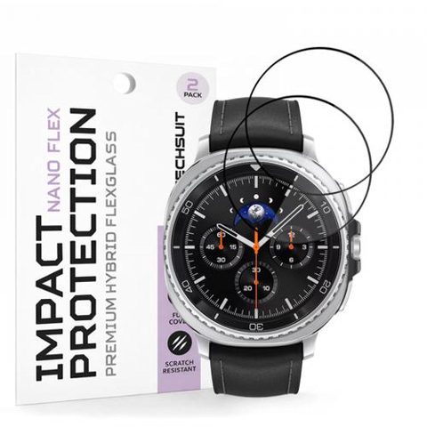 Folie Protectie Techsuit Nano Flex pentru Samsung Galaxy Watch8 Classic, Set 2 bucati, Plastic, Neagra