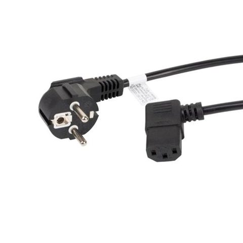 Cablu de alimentare PC si UPS, Schuko CEE 7/7 la IEC320 C13 90 grade, Lanberg 43644, 250V-10A, 3m lungime, VDE, negru