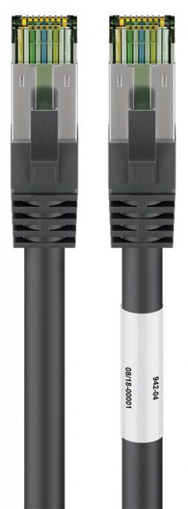 Cablu de retea RJ45 S/FTP CAT 8.1 cu mufe CAT 6A 20m Negru, Goobay G66728