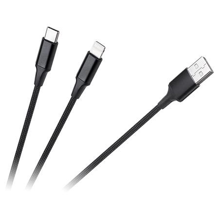 Cablu Cabletech KPO3944, USB A - USB C/LIGHTNING, 1 m (Negru)