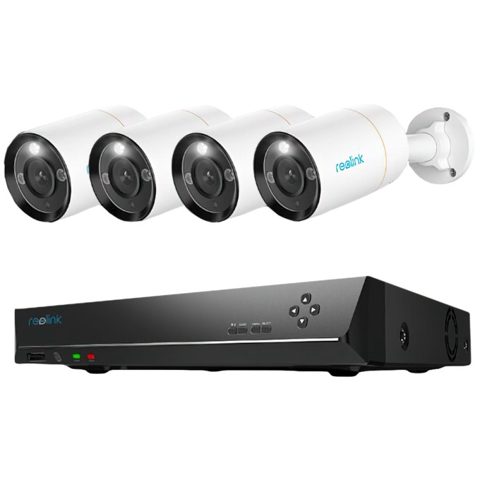 Sistem supraveghere IP exterior Reolink NVS8-12MB4, 4 camere, 12 MP, IR 30 m, 2.8 mm, microfon, HDD 2 TB