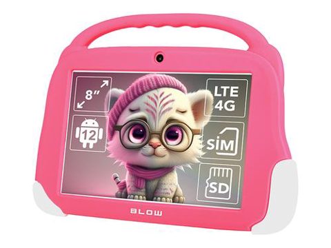 Tableta Blow KidsTAB8, Procesor UNISOC T606 Octa-Core, 4GB RAM, 64GB Flash, 5MP+8MP, Wi-Fi, Bluetooth, 4G, Android 12 (Roz)