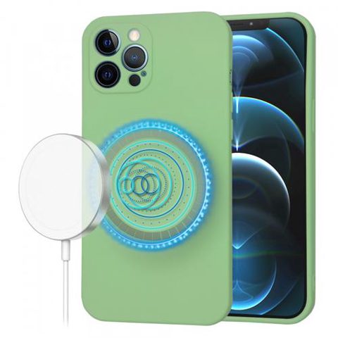 Husa MagSafe pentru Apple iPhone 12 Pro Max, Techsuit, SoftFlex, Verde