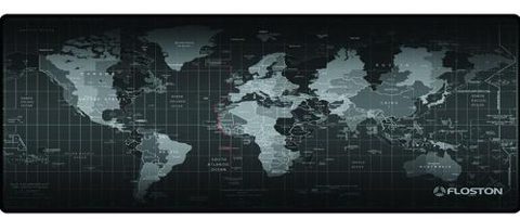 Mouse Pad Floston WORLD, 900 x 400 x 3mm, baza cauciucata, suprafata textila, margini cusute (Negru)