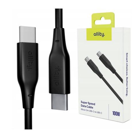 Cablu de date si incarcare Allity AUC-02, USB-C to USB-C, 100W, 2m, Negru