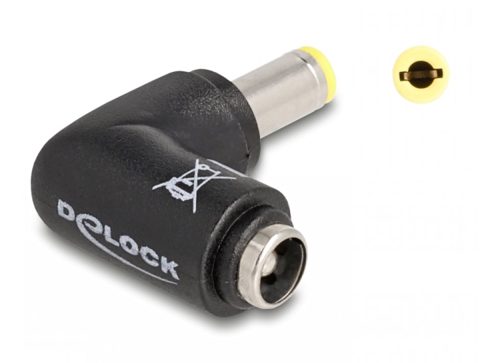 Adaptor alimentare DC 5.5 x 2.5mm T-M Unghi 90 grade, Delock 80795