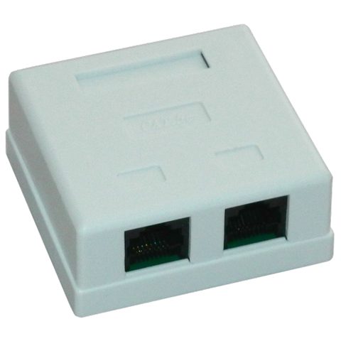 Priza UTP dubla aplicata cat.6, EMTEX EMT-UTP6-2P-PT