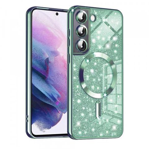 Husa MagSafe pentru Samsung Galaxy S21 5G G991, Techsuit, Luxury Glitter, Verde Deschis