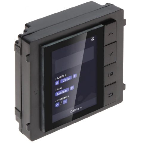 Modul de afisare pentru videointerfon modular Hikvision DS-KD-DIS; ecran LCD 3.5 inch, rezolutie 320x480P; 4 butoane de operare;