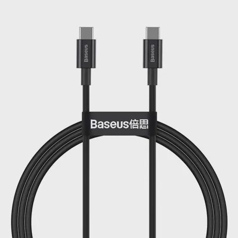 Cablu pentru incarcare si transfer de date Baseus Superior, 2x USB Type-C, 100W, 1m, Negru