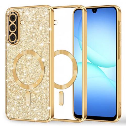 Husa MagSafe pentru Samsung Galaxy A17 4G / A17 5G, Techsuit, Luxury Glitter, Aurie