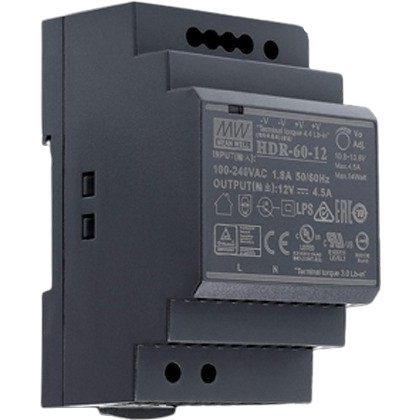 Sursa de alimentare in comutatie MEAN WELL HDR-60-12, 12V, 4.5A, sina DIN