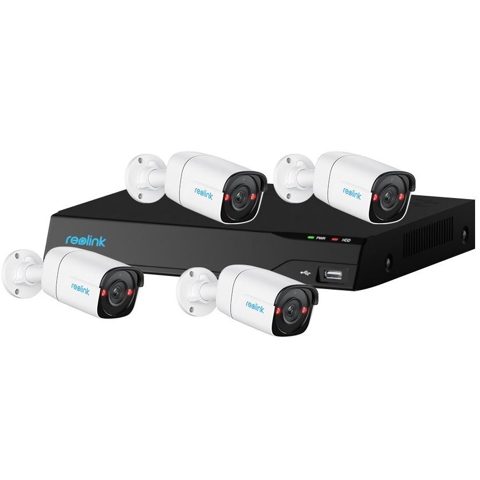 Sistem supraveghere IP exterior Reolink NVS8-5MB4, 4 camere, 5 MP, IR 30 m, 2.8 mm, microfon si difuzor, detectie om/vehicul, HDD 2 TB