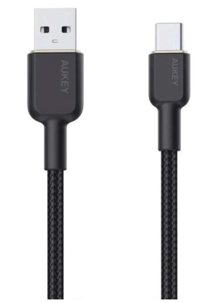 Cablu alimentare si date Aukey LLTSN1041439, USB Type-A (T) la USB Type-C (T), 1.8m, 480 Mbps, 60W, nylon (negru)