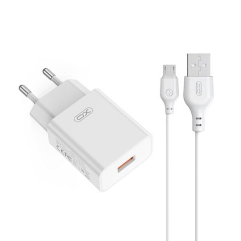 Incarcator Retea Cu Cablu microUSB XO Design L127, 18W, 3A, 1 x USB-A (Alb)