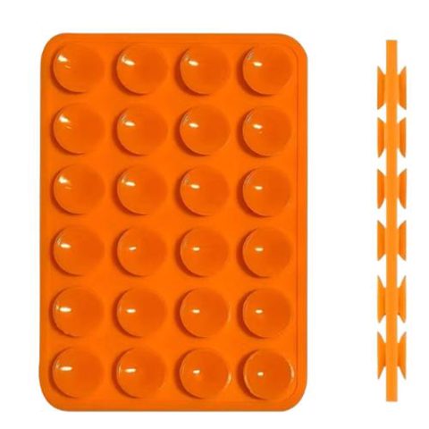 Suport Silicon Duo Lemontti LEMSSDVTP cu ventuze pentru telefon (Portocaliu)