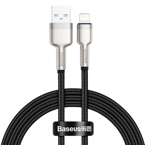 Cablu de date Baseus Cafule Metal, USB - Lightning, 18W, 2.4A, 1m, Negru