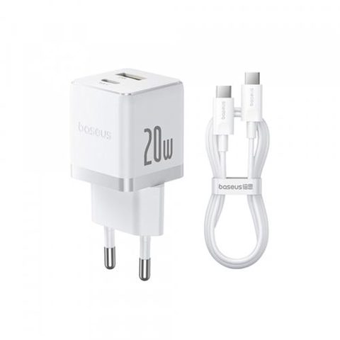 Incarcator Retea Cu Cablu USB-C Baseus Palm, 20W, 3A, 1 x USB-A - 1 x USB-C, P10111608213-01 (Alb)