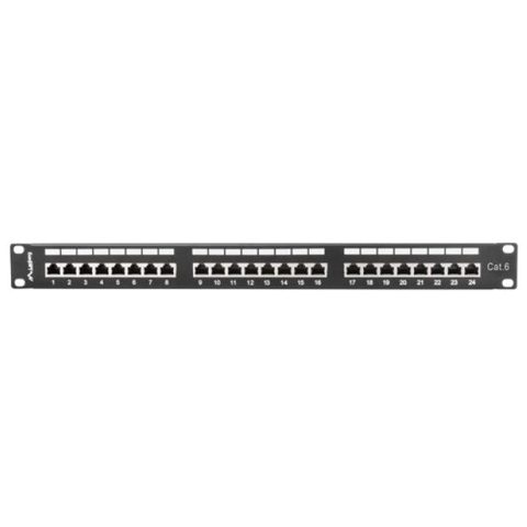 Patch panel 24 porturi 1U 19" Cat.6 FTP cu organizator cabluri, ecranat, negru, PPS6-1024-B
