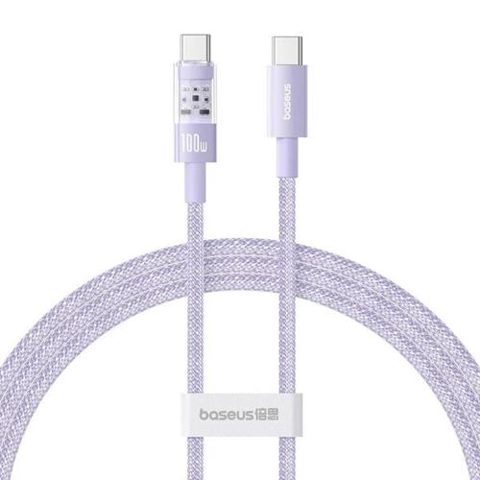 Cablu de date Baseus Gem, Fast Charging, USB Type-C la USB Type-C 100W, 1m, Mov