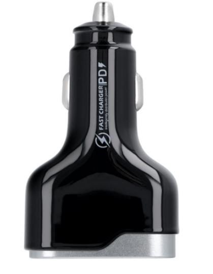 Incarcator auto Veger CC53-2A2C, 1 x USB-A male, 2 x USB-C male, Negru