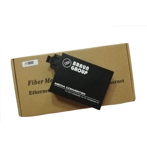 Media Converter Gigabit Braun Group GTR-MM1310, Multi Mode, 1310nm, conector SC, distanta 2km