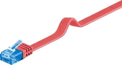 Cablu de retea RJ45 CAT 6A flat UTP 0.5m Rosu, Goobay 96300