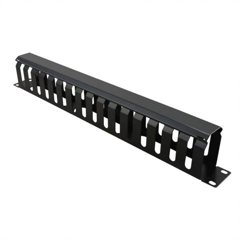 Front Panel 19" 1U cu organizator pentru cabluri 40x60mm RAL7035 Negru, Value 26.99.0305
