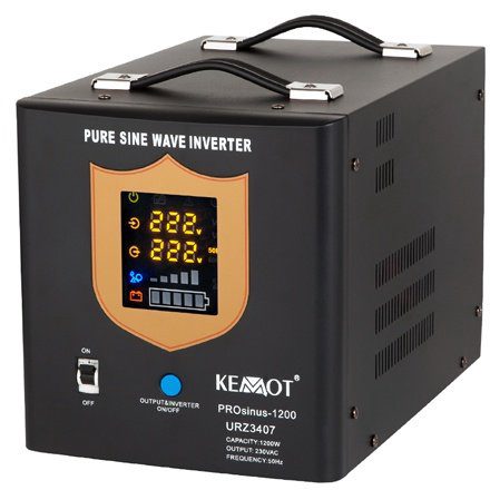 UPS CENTRALE TERMICE SINUS PUR 2000VA/1200W KEMOT URZ3407B, borne externe 12V, pentru 1 acumulator (neinclus)